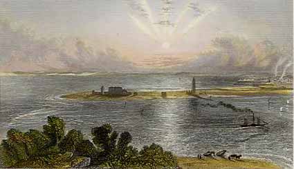 Hurst Castle viewed from 'the Island' - from Mudie's Hampshire Past and Present (1839)