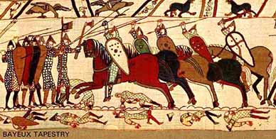 A section of the Bayeux Tapestry depicting the Battle of Hastings